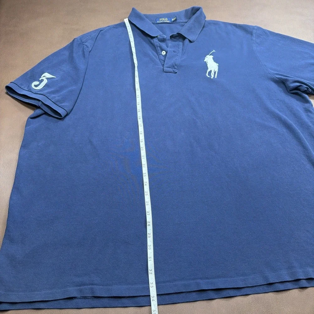 Polo Ralph Lauren BIG PONY Polo Shirt Men 4XLT Big & Tall Navy Blue Cotton Piqué